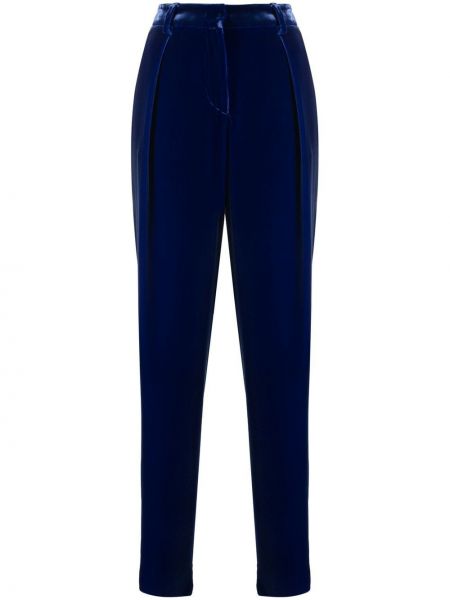 Sametové rovné kalhoty Giorgio Armani modré