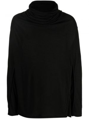 Kokvilnas t-krekls ar drapējumu Julius melns
