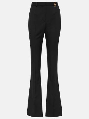 Pantalon taille haute en laine large Versace noir