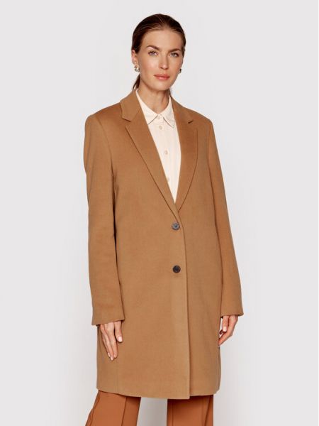 Płaszcz zimowy wełniany Calvin Klein brązowy