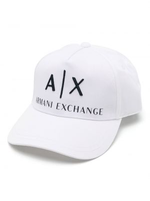 Kapa s šiltom z vezenjem Armani Exchange bela