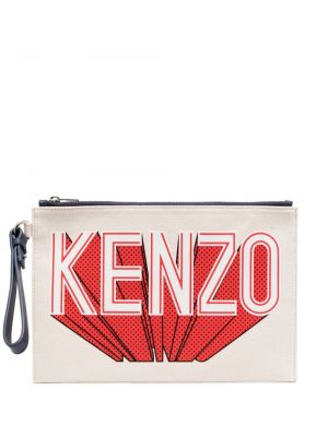 Borse pochette con stampa Kenzo beige
