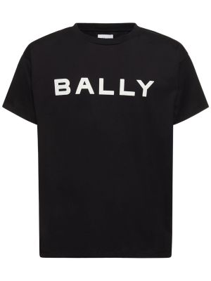 Памучна тениска с принт от джърси Bally бяло