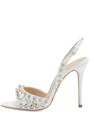 Kožené sandále Alessandra Rich biela