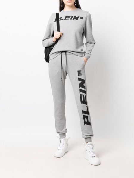 Sportovní kalhoty s potiskem jersey Philipp Plein šedé