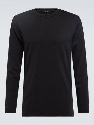 Camiseta de manga larga de algodón manga larga Tom Ford negro