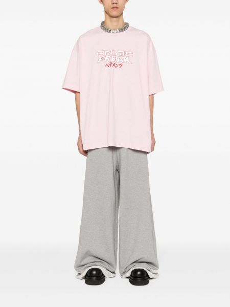 Kokvilnas t-krekls ar apdruku Vetements rozā