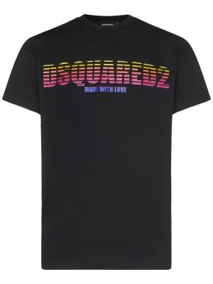 Jersey bombažna majica s potiskom Dsquared2 črna