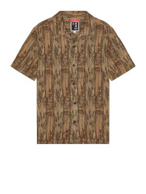 Пуховая рубашка на пуговицах с коротким рукавом Roark коричневая