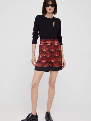 Kratke hlače visoki struk s printom Sisley crvena
