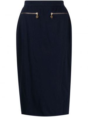 Vlněné pouzdrová sukně s vysokým pasem z nylonu Chanel Pre-owned