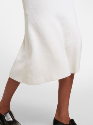 Μάλλινη μίντι φόρεμα Victoria Beckham λευκό