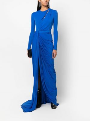 Abendkleid mit plisseefalten Alexander Mcqueen blau