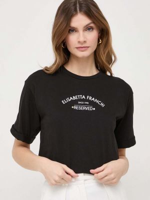Koszulka bawełniana z wysoką talią Elisabetta Franchi czarna