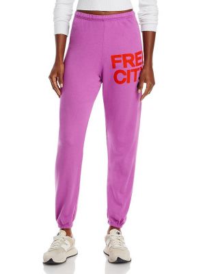 Розовые хлопковые спортивные штаны Free City