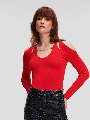 Пуловер Karl Lagerfeld червено