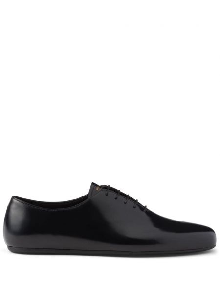 Derbies à lacets en cuir en dentelle Prada noir