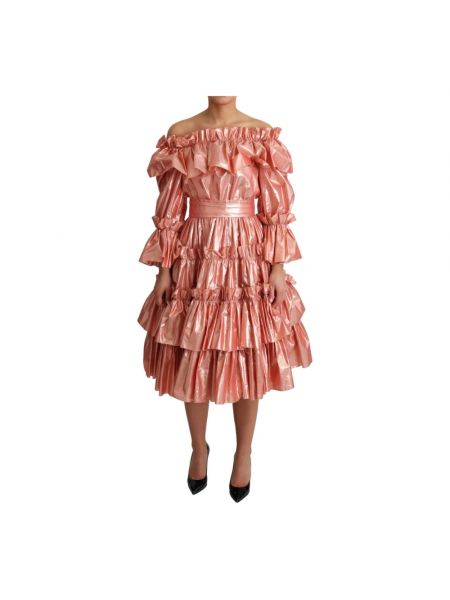 Sukienka midi plisowana Dolce And Gabbana różowa