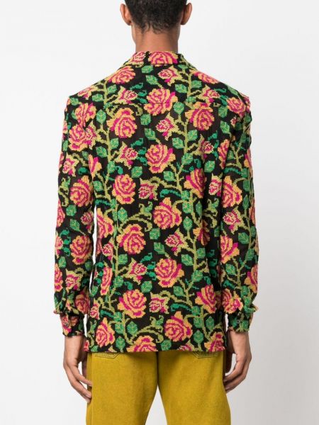 Camicia ricamata di cotone a fiori Baziszt nero