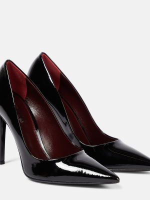 Кожени полуотворени обувки от лакирана кожа Paris Texas черно