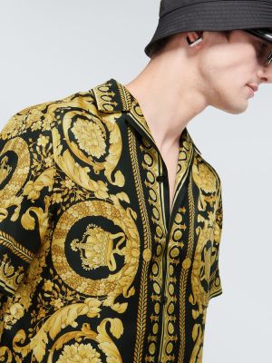 Hedvábná košile Versace zlatá