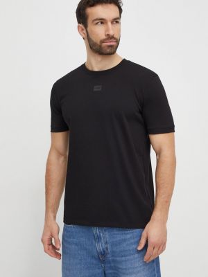Bavlněné tričko s aplikacemi Hugo černé