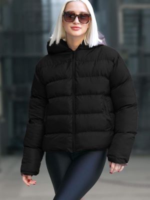 Pernata jakna slim fit s kapuljačom Madmext crna