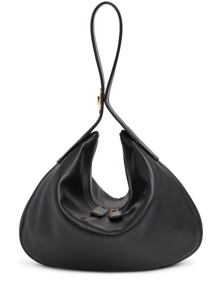 Usnjena nakupovalna torba Valentino Garavani črna