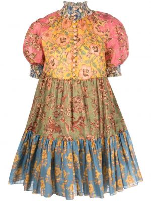 Květinové bavlněné šaty s potiskem Zimmermann růžové