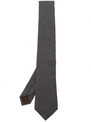 Žakárová hedvábná kravata Giorgio Armani šedá