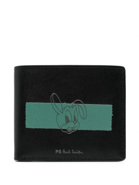 Δερμάτινος πορτοφόλι με σχέδιο Ps Paul Smith μαύρο
