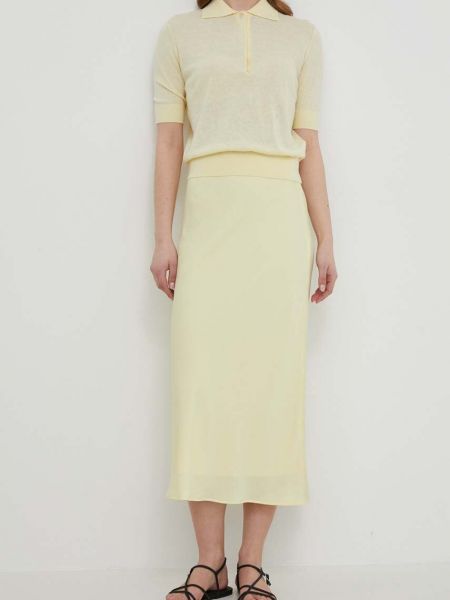 Spódnica midi Calvin Klein żółta