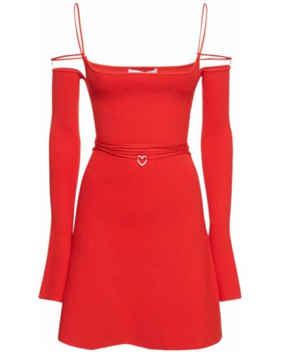 Dzianinowa sukienka mini Mach & Mach czerwona