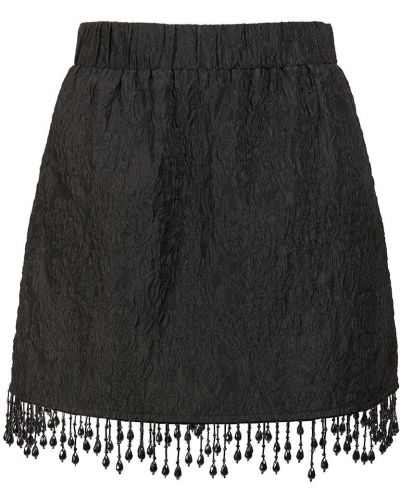 Žakárové mini sukně s třásněmi Ganni černé