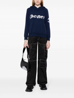 Hoodie en coton à imprimé Chanel Pre-owned bleu