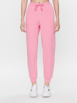 Laza szabású fleece sport nadrág Adidas rózsaszín