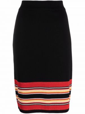 Pruhované vlněné vzorované sukně s vysokým pasem Yves Saint Laurent Pre-owned - černá