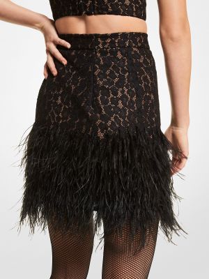 Кружевная юбка с перьями Michael Kors черная