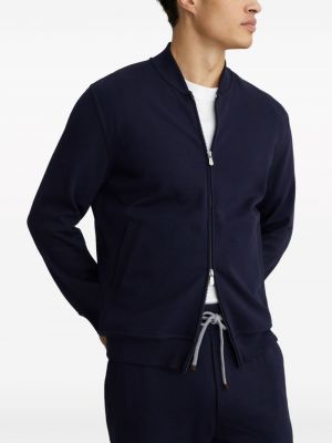 Medvilninis džemperis su užtrauktuku Brunello Cucinelli mėlyna