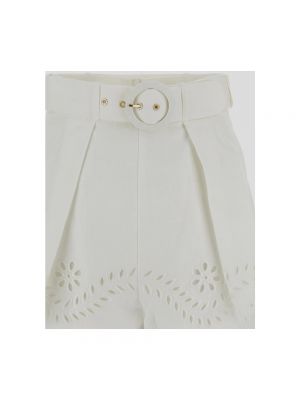 Pantalones cortos de cintura alta de lino Zimmermann beige