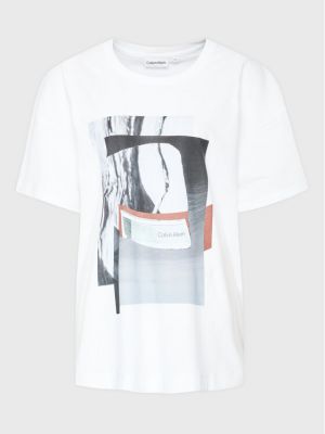 Raštuotas marškinėliai Calvin Klein Curve balta