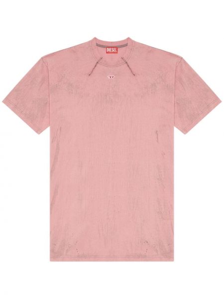 Памучна тениска Diesel розово
