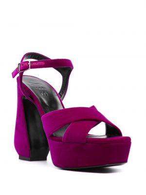 Sametové sandály na platformě Sergio Rossi fialové