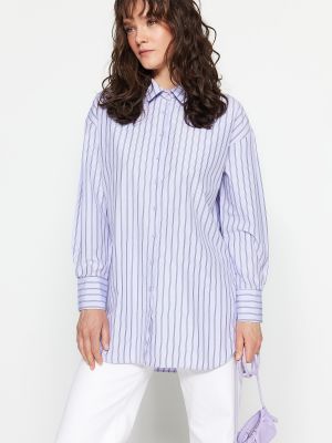 Regularny koszula bawełniana z poliestru Trendyol - fioletowy