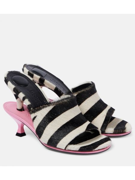 Zebra-print trykt mules Jacquemus sort