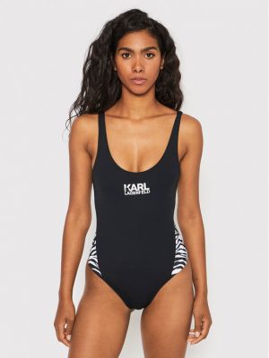 Vientisas maudymosi kostiumėlis su zebro raštu Karl Lagerfeld juoda