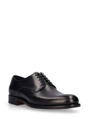 Kožne derby cipele s vezicama s čipkom Ferragamo crna