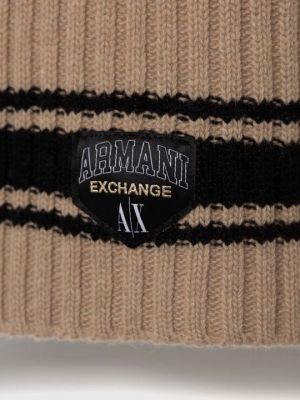 Шерстяной шарф Armani Exchange коричневый