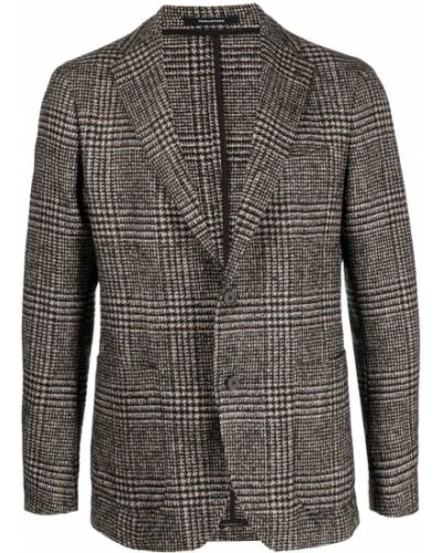 Sjekket lang blazer Tagliatore brun