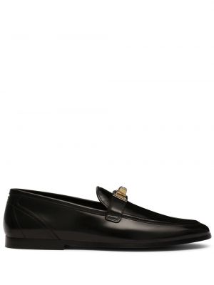 Papuci de casă din piele Dolce & Gabbana negru